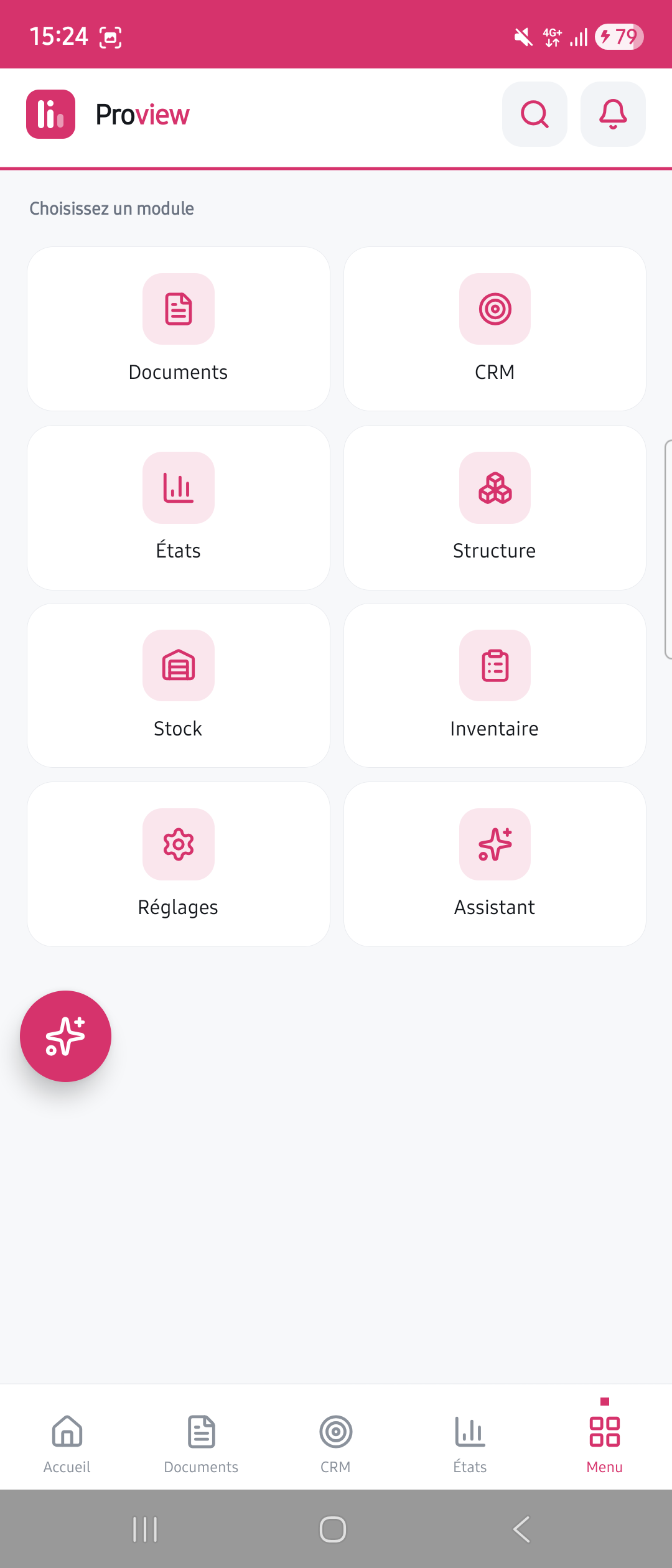 Accueil par modules
